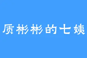 文质彬彬的七姨娘