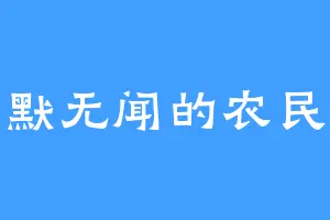 默默无闻的农民工