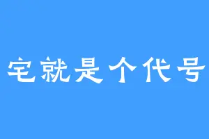 宅就是个代号