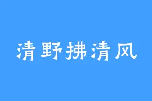 清野拂清风