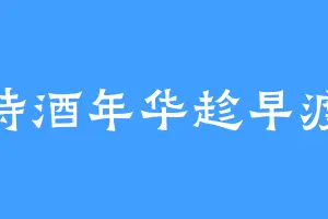 诗酒年华趁早渡