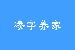 凑字养家