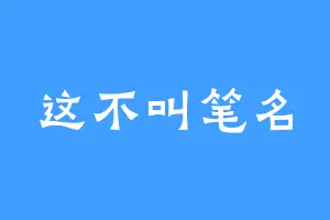 这不叫笔名