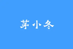 茅小冬